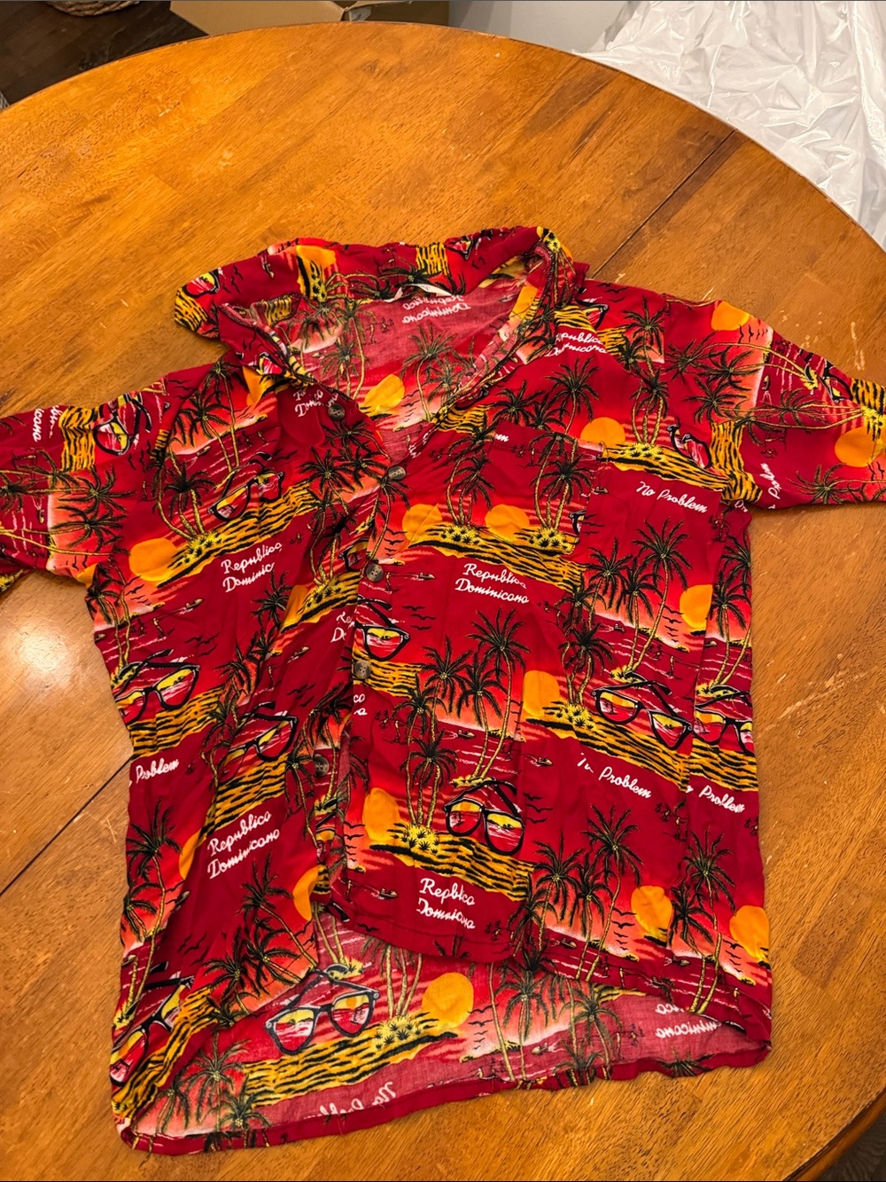 Dr. Martens Red Tropical Print Short-Sleeve Button-Down Shirt
